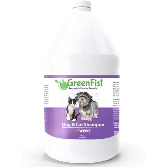GreenFist Pet Shampoo Conditioner for Dogs & Cats Care Intense Cleaning Power Sooth Skin Made in USA (Lavender 1 Gallon)
