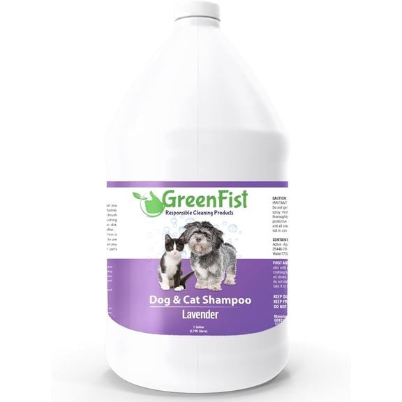GreenFist Pet Shampoo Conditioner for Dogs & Cats Care Intense Cleaning Power Sooth Skin Made in USA (Lavender 1 Gallon)