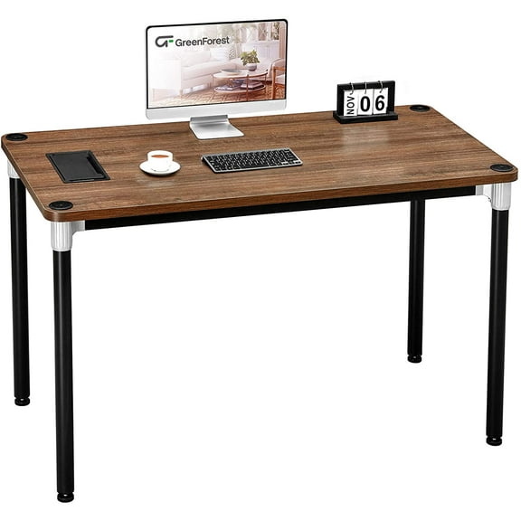 GreenForest Computer Desk Home Office Writing Small Desk, Modern Simple PC Table, Sturdy Workstation, Walnut, 47"