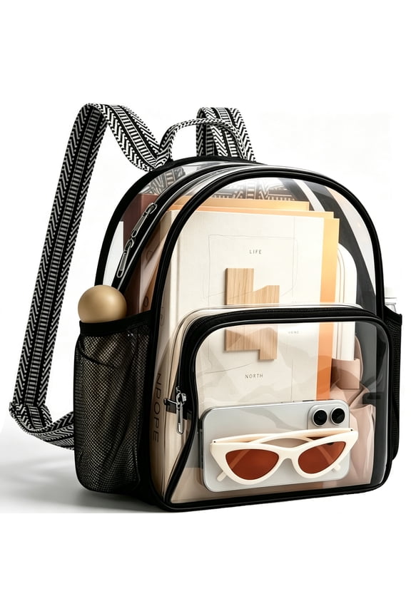 Small Clear Backpack for Stadium Events, 12x12x6 See Through Mini Backpack, Cold Resistant PVC, for Concerts & Sports Women Men