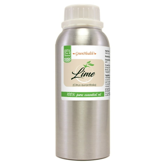 GreenHealth 100% Pure Lime Essential Oil, 8 fl oz (237 ml) Aluminum Bottle with Plug Cap