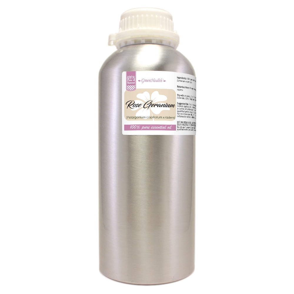GreenHealth 100% Pure Rose Geranium Essential Oil 32 fl oz (946 ml) Aluminum Bottle with Plug Cap