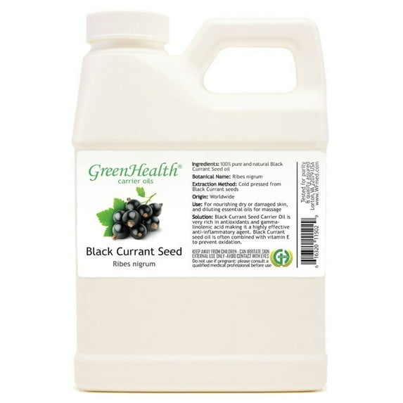 GreenHealth Black Currant Seed Carrier Oil White Plastic Jug 16 fl oz