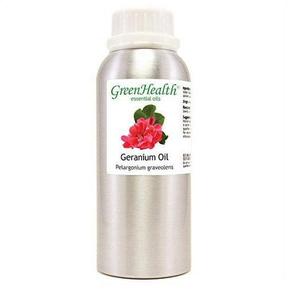 GreenHealth Geranium Essential Oil 8 fl oz (237 ml) Aluminum Bottle w/Plug Cap 100% Pure