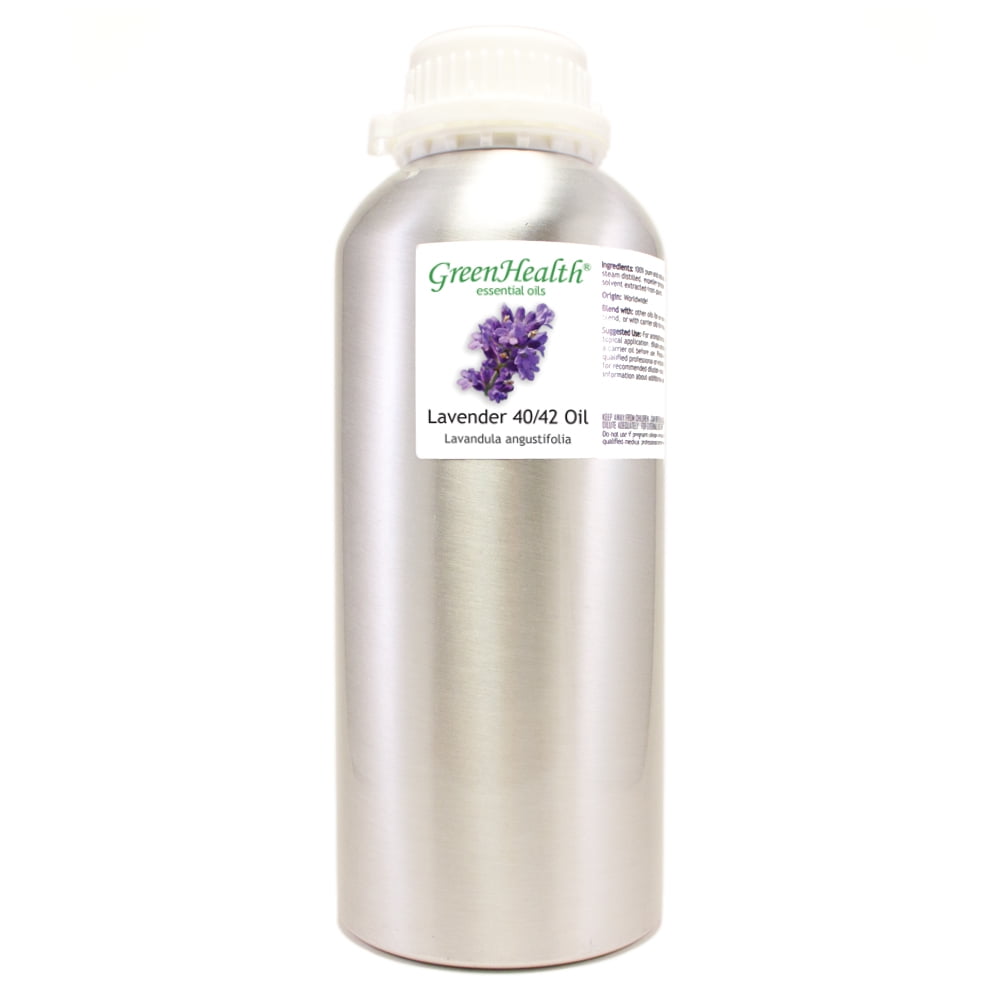 GreenHealth Lavender 40-42 – 32 fl oz (946 ml) Aluminum Bottle w/Plug Cap – 100% Pure Essential Oil