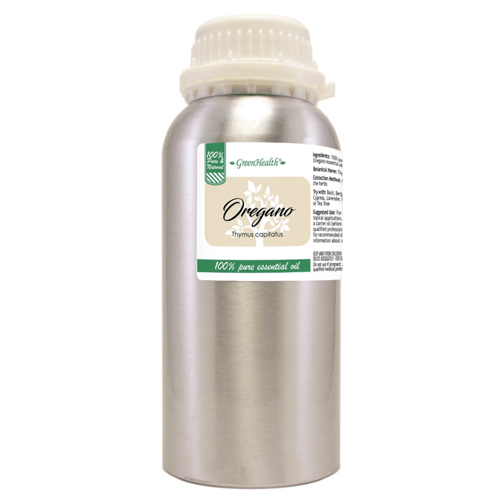GreenHealth Oregano – 16 fl oz (473 ml) Aluminum Bottle w/Plug Cap – 100% Pure Essential Oil