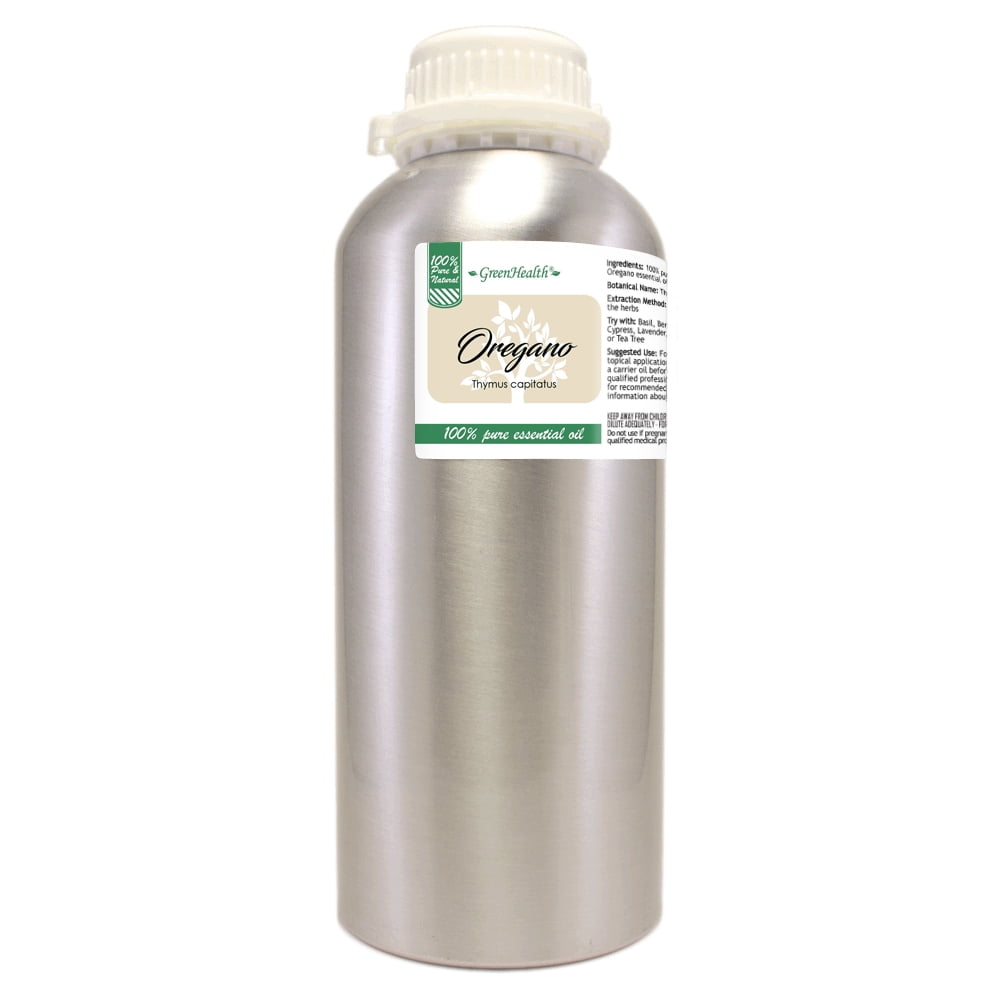 GreenHealth - Oregano Essential Oil – 32 fl oz (946 ml) Aluminum Bottle w/Plug Cap – 100% Pure Essential Oil