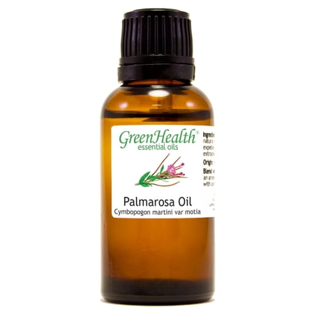 GreenHealth Palmarosa – 1 fl oz (30 ml) Glass Bottle w/Euro Dropper – 100% Pure Essential Oil