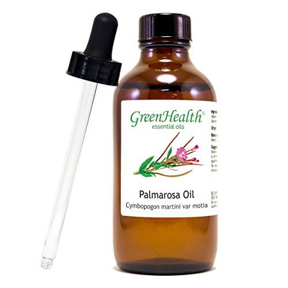 GreenHealth Palmarosa – 4 fl oz (118 ml) Glass Bottle w/Glass Dropper – 100% Pure Essential Oil - image 1 of 1