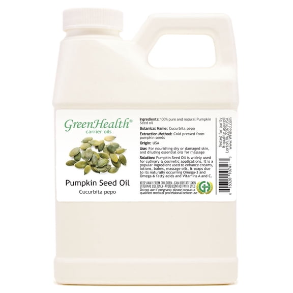 GreenHealth Pumpkin Seed Carrier Oil White Plastic Jug with Cap 16 fl oz