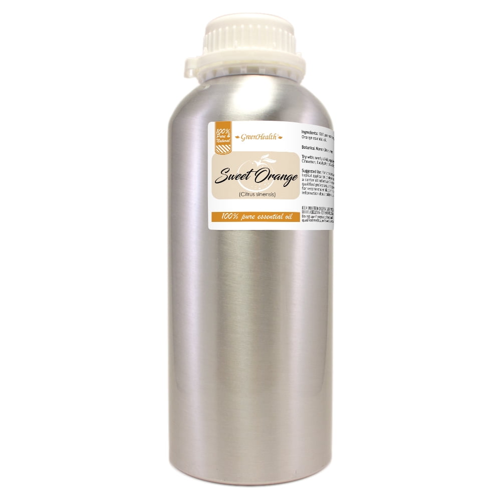 GreenHealth Sweet Orange Essential Oil 32 fl oz (946 ml) Aluminum Bottle with Plug Cap