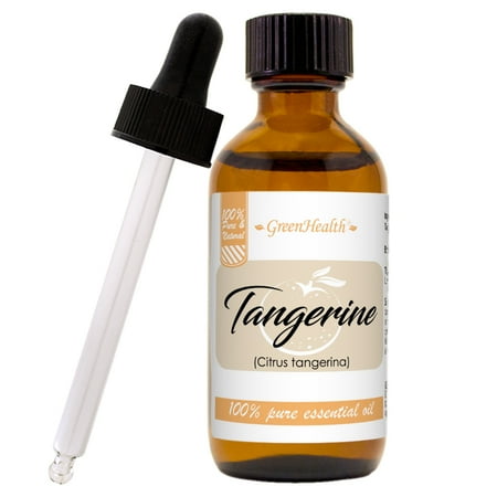 GreenHealth Tangerine Essential Oil 2 fl oz (59 ml) Glass Bottle w/ Cap and Glass Dropper