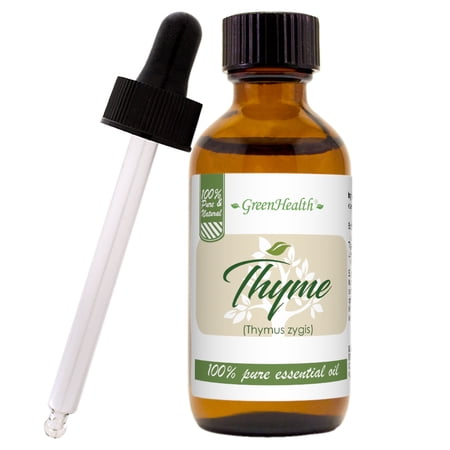 GreenHealth Thyme Essential Oil 2 fl oz (59 ml) Glass Bottle with Cap and Glass Dropper