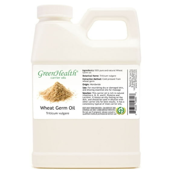 GreenHealth Wheat Germ Carrier Oil, White Plastic Jug with Cap, 16 fl oz
