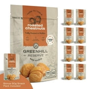 GreenHill Reserve Organic Roasted Chestnuts Peeled and Ready to Eat, 100g / 3.6oz (8 pack), 100% Vegan & Gluten Free Healthy Snack, Great for Cooking, Stuffing, Baking, Keep Fresh with Resealable Bag
