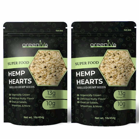 GreenIVe Organically Grown Hemp Hearts Hulled Hemp Plant Based Protein Packed Vegan Omegas 2 Pound