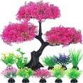 thumbnail image 1 of GreenJoy 10PCS Aquarium Decor Set,25cm Fish Tank Artificial Plastic Grass and Pine Set for Household, 1 of 7