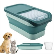 GreenJoy 13-15lb Collapsible Dog Food Container with Sliding Lid, Measuring Cup,Plastic Dog Food Bin