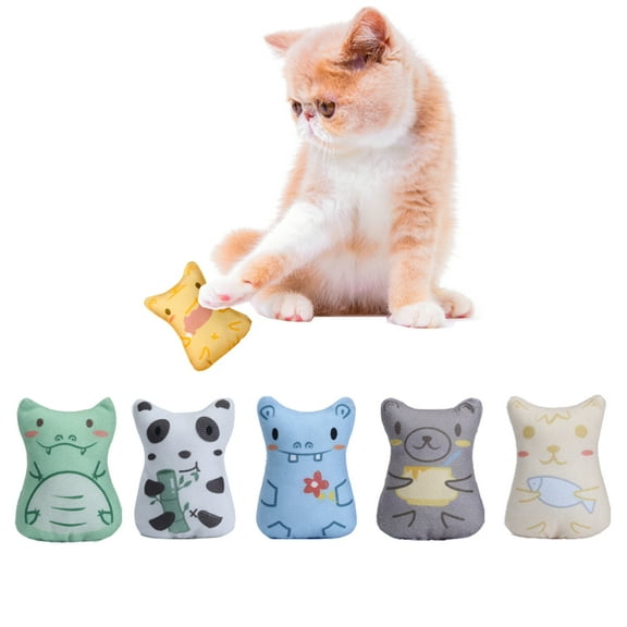 GreenJoy Catnip Toys for Cats - Plush Toys Cat Chew Toys Teething Interactive for Kitten 5 PCS