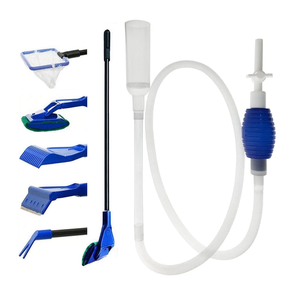 GreenJoy Fish Tank Cleaner Aquarium Cleaning Tools Kit, Fish Net Siphon Vacuum Gravel  Algae 2 Piece