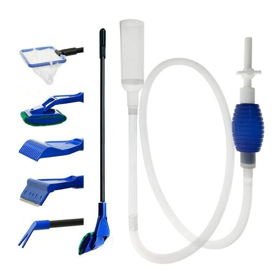 GreenJoy Fish Tank Cleaner Aquarium Cleaning Tools Kit, Fish Net Siphon Vacuum Gravel Algae 2 Piece