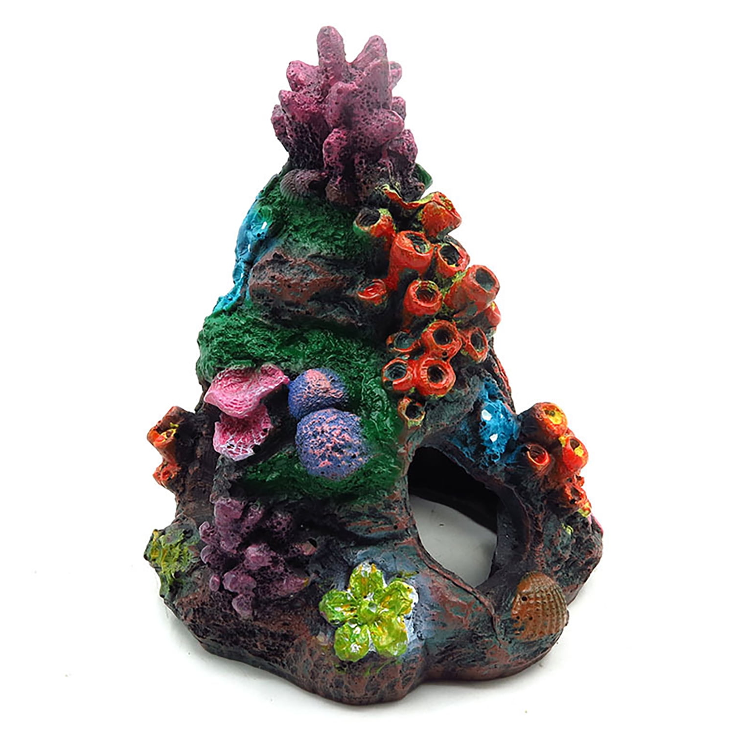 GreenJoy Fish Tank Rock Decor,Coral Cave Aquarium Decorations,Fish House for Rest Hide Play Colorful Small Size