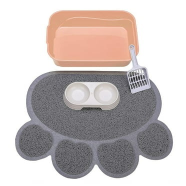 GreenJoy Kitty Litter Box Starter Kit - Without Lid Cat Litter Pan, Mat, Scoop and Bowl for Kitten