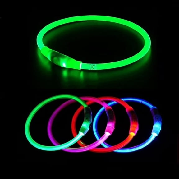 GreenJoy LED Dog Collar, Rechargeable and TPU Cuttable Glowing Pet Collar for Night Safety