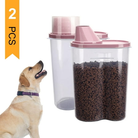 GreenJoy Pet Food Container Dog Cat Food Storage with Measuring Cup GreenJoy 2 Pack 2lb/2.5L