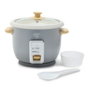 GreenLife 3-Cup Electric Rice Cooker, Dishwasher Safe Parts, Quartz Grey