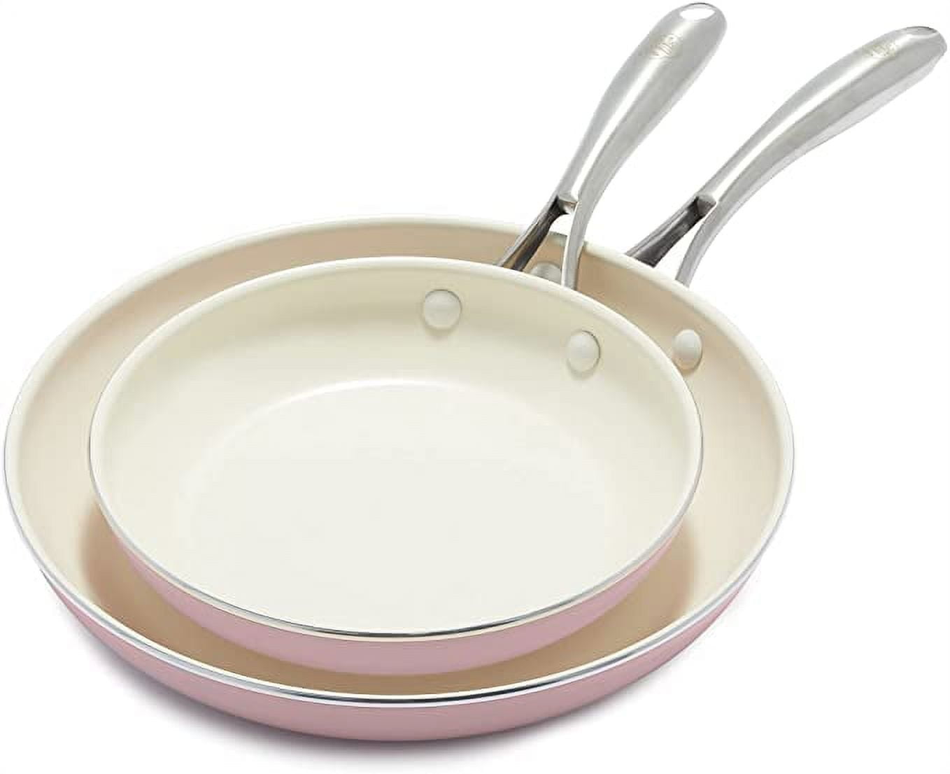 GreenLife Artisan Healthy Ceramic Nonstick, 8 and 10 Frying Pan Skillet  Set, Stainless Steel Handle, PFAS-Free, Dishwasher Safe, Oven Safe, Soft  Pink 