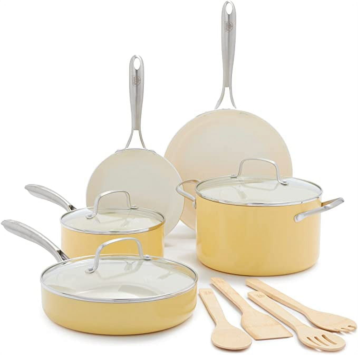 All in One Plus Pan, 5 Qt Ceramic Non Stick - Mustard Yellow