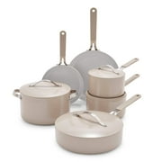 GreenLife Dream 10 Piece Ceramic Nonstick Cookware Set, Silicone Stay Cool Handles, Taupe