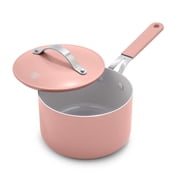 GreenLife Dream 2 Quart Ceramic Nonstick Sauce Pan with Lid, Dusty Rose