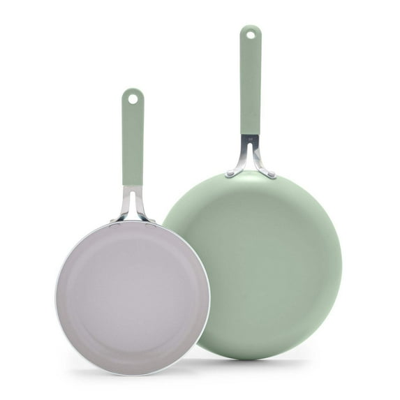 GreenLife Dream 8" & 10" Healthy Ceramic Nonstick Frying Pan Set, Stay Cool Handles, Sage Green
