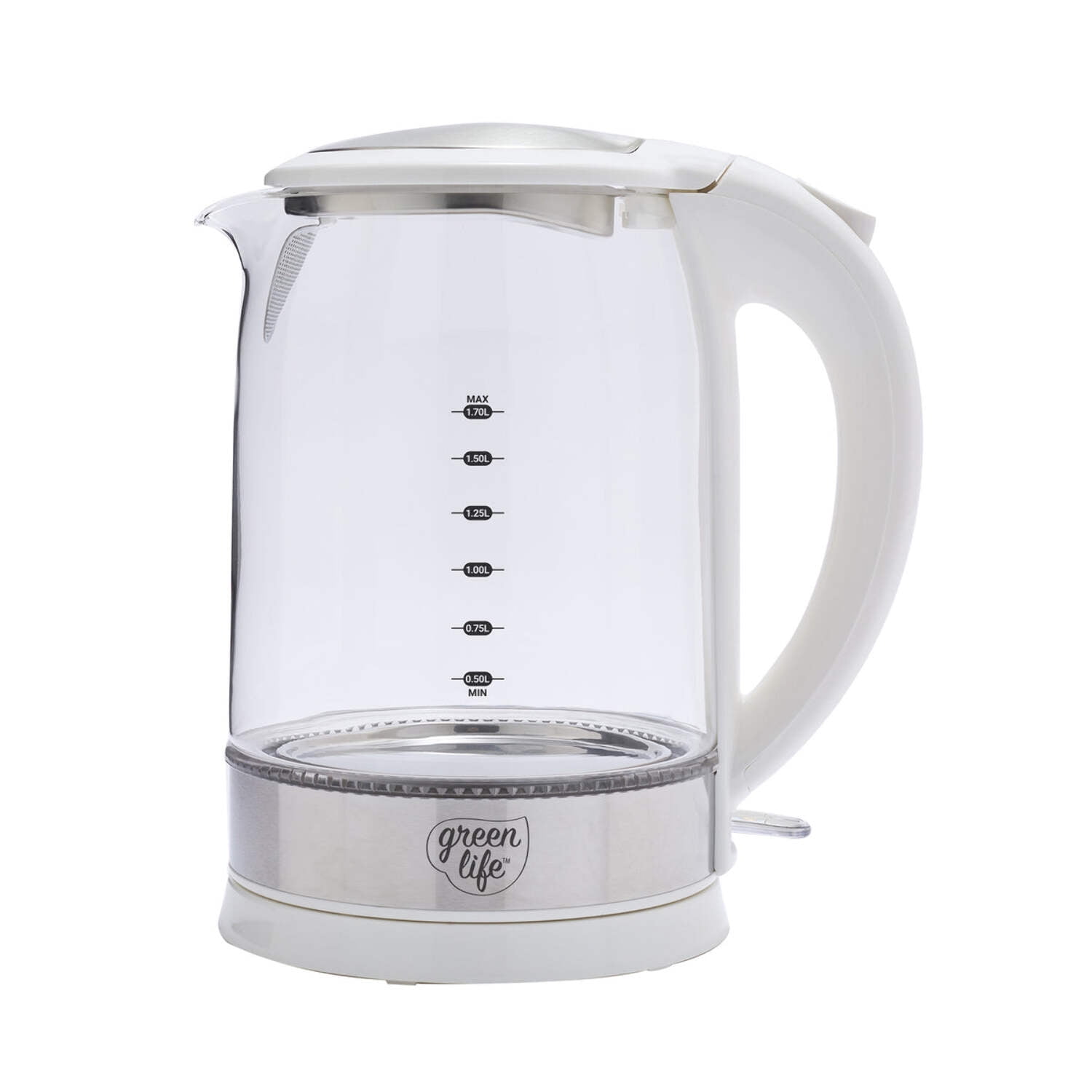 White Glass Electric Kettle with LED Base and Auto Shut-Off