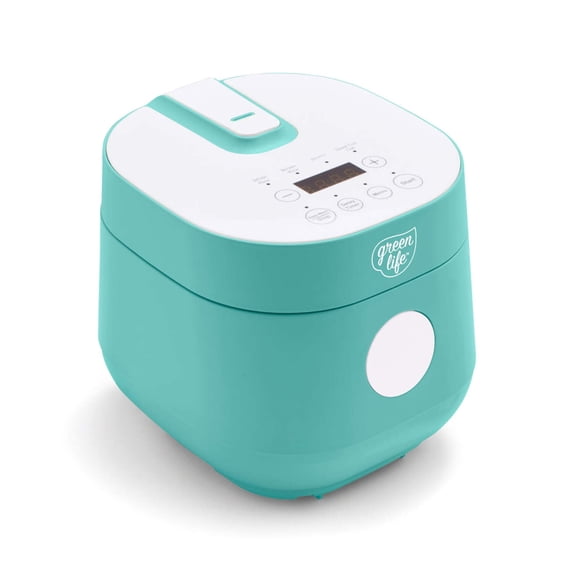 GreenLife 4 Cups Cooked, 2 Cups Uncooked Rice & Beans Cooker | Turquoise