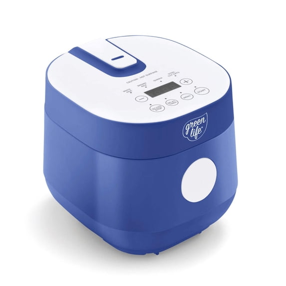 GreenLife 4 Cups Cooked, 2 Cups Uncooked Rice Cooker, Blue