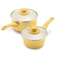thumbnail image 1 of GreenLife Soft Grip 1QT and 2QT Saucepan Set, Healthy Ceramic Nonstick, Dishwasher Safe, Glass Lids, Stay-Cool Handles, Easy Clean Cookware, Kitchen Essentials, Yellow, 1 of 7