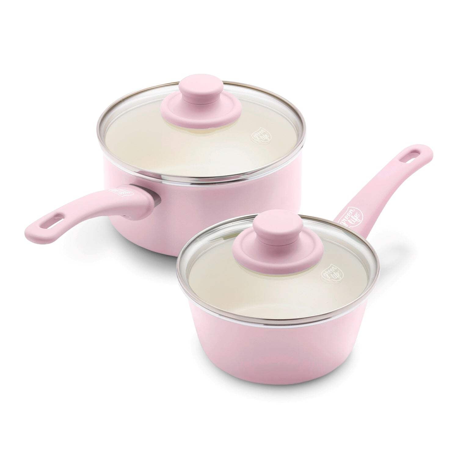 Walmart Saving of  GreenLife Soft Grip 1QT and 2QT Sauce Pan Set, Pink