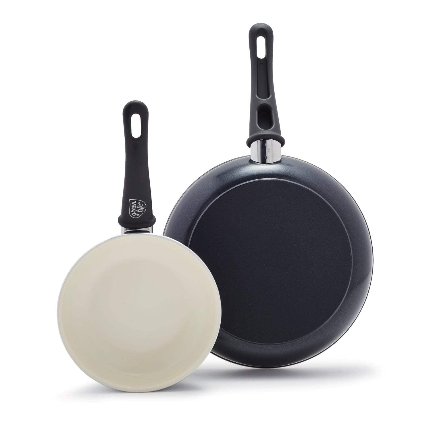 Black and Cream Aluminum Ceramic Nonstick Frying Pan Set