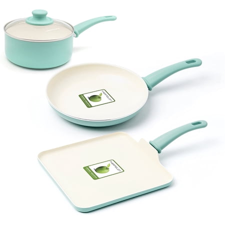 GreenLife Soft Grip Cookware Set, 4-Piece, Turquoise
