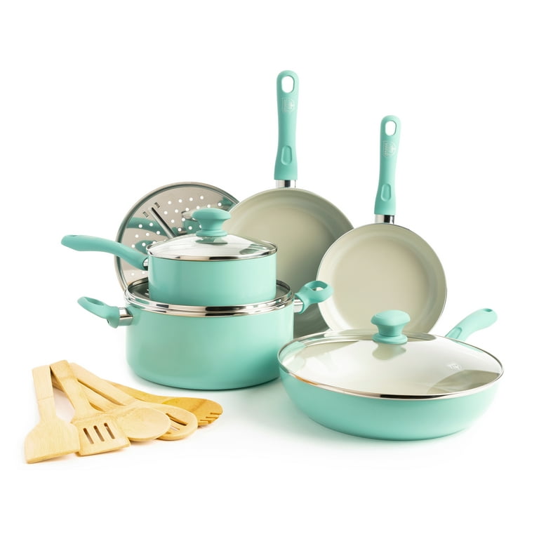 Greenlife Diamond Healthy Ceramic Extra Non-stick 13Pc Cookware Set  Turquoise