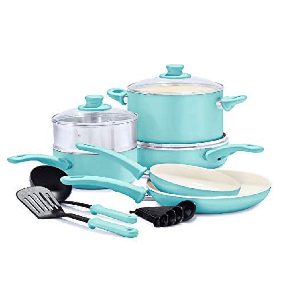 Healthy Stone 16-Piece Cookware Set - Turquoise 