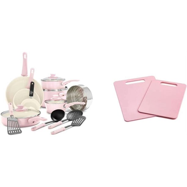 GreenLife Soft Grip Healthy Ceramic Nonstick, 16 Piece Cookware Pots