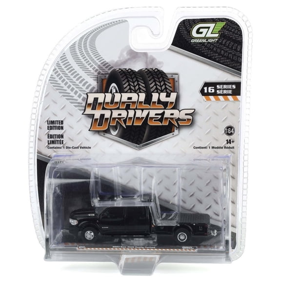 GreenLight 2023 Ram 3500 Dually Flatbed Black 1:64 Scale