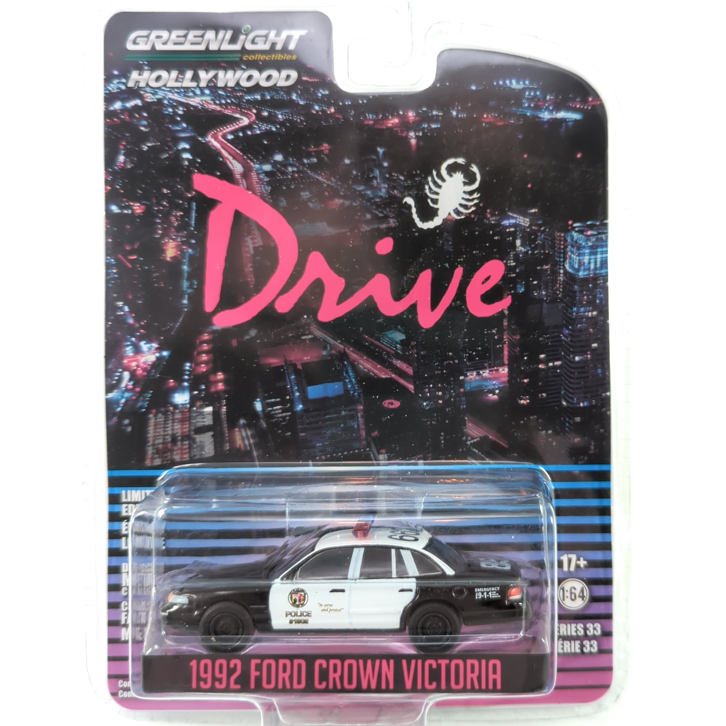 GreenLight Hollywood Series 33 Drive Limited Edition 1992 Ford Crown Victoria 1:64 Scale Die-Cast Police Cruiser