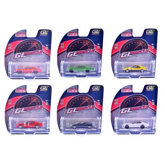 "GreenLight Muscle" Series 30 Set of 6 pieces 1/64 Diecast Model Cars by Greenlight