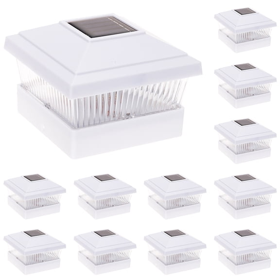 GreenLighting 12 Pack Classic #1 Solar Powered LED Post Cap (12 Pack, White)