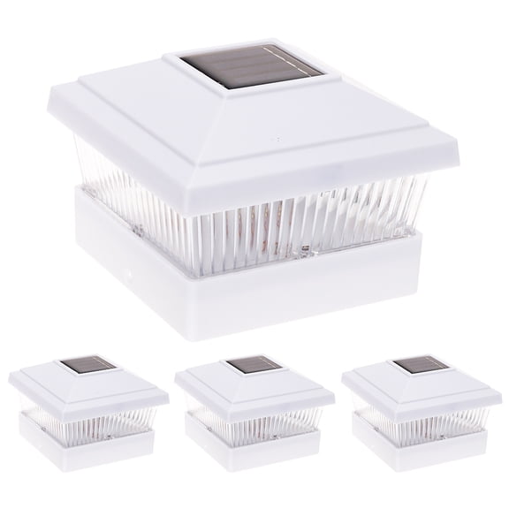 GreenLighting 4 Pack Classic #1 Solar Powered LED Post Cap (4 Pack, White)